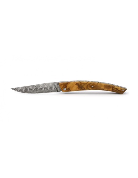 Le Thiers® knife Damascus blade olive wood handle - Arbalète G.David