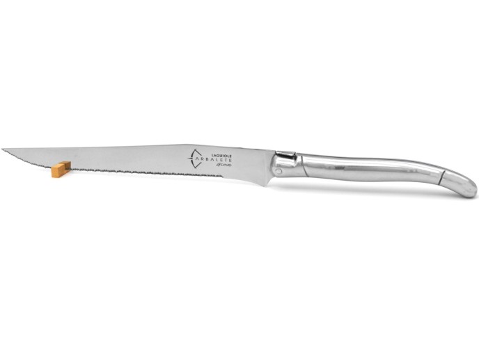 Couteau à pain Laguiole, manche en tout inox de 12 cm finition brillant