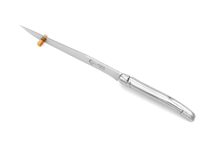 Couteau à pain Laguiole, manche en tout inox de 12 cm finition brillant