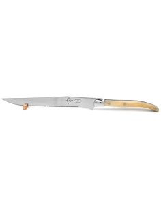Couteau à pain Laguiole, manche en pointe de corne blonde de 12 cm finition brillant