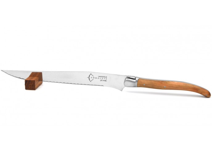 Couteau à pain Laguiole, manche en genévrier de 12 cm finition mat