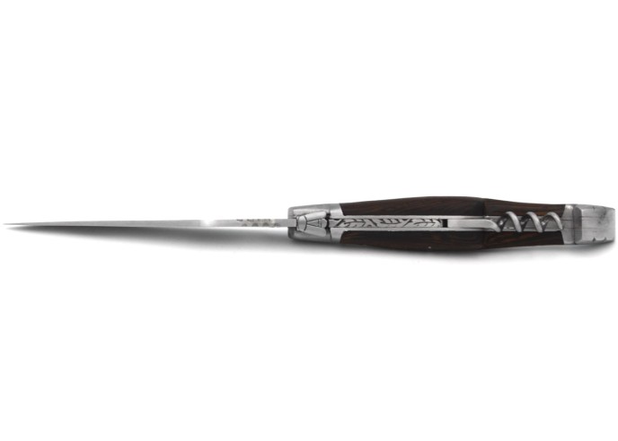 Laguiole pliant Prestige, lame & tire-bouchon, manche en wengué de 12 cm, finition mat