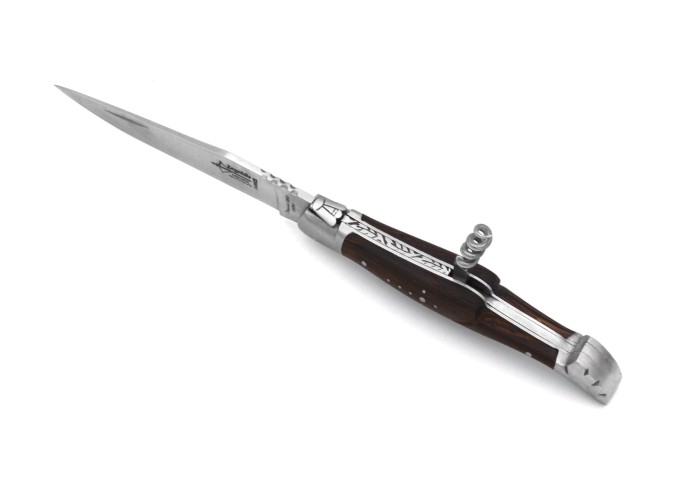 Laguiole Prestige folding knife, blade & corkscrew, 12 cm wenge wood handle, matt finish