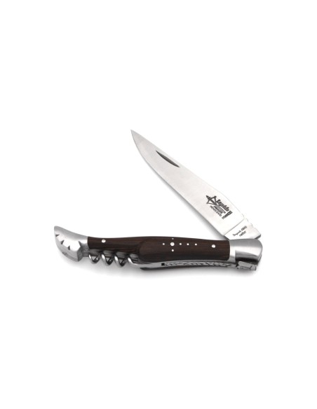 Laguiole pliant Prestige, lame & tire-bouchon, manche en wengué de 12 cm, finition mat