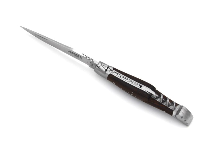 Laguiole pliant Prestige, lame & tire-bouchon, manche en wengué de 12 cm, finition mat