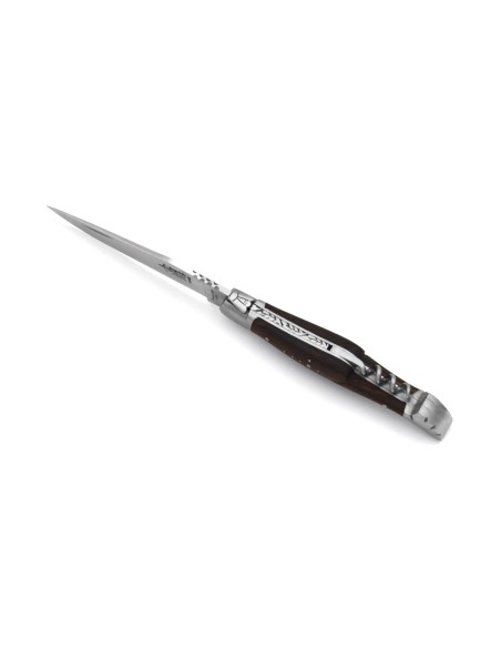 Laguiole pliant Prestige, lame & tire-bouchon, manche en wengué de 12 cm, finition mat
