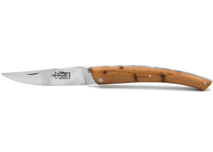 Le Thiers ® folding knife Prestige, hand-chiseled, 12 cm juniper wood handle, matt finish
