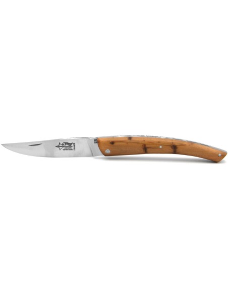 Le Thiers ® folding knife Prestige, hand-chiseled, 12 cm juniper wood handle, matt finish