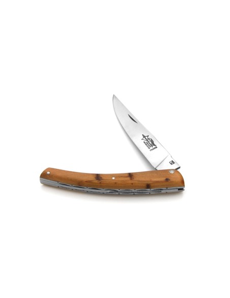 Le Thiers ® folding knife Prestige, hand-chiseled, 12 cm juniper wood handle, matt finish