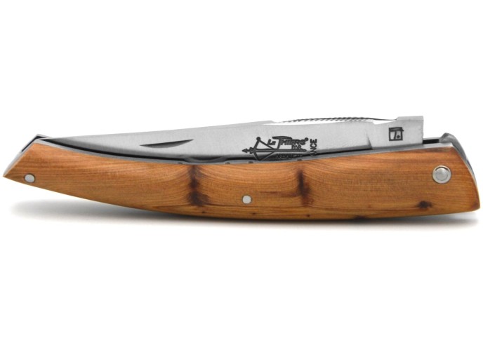 Le Thiers ® folding knife Prestige, hand-chiseled, 12 cm juniper wood handle, matt finish