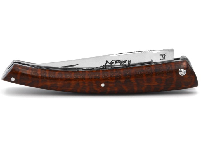 Le Thiers ® pliant Prestige, ciselé main, manche en amourette de 12 cm, finition brillant