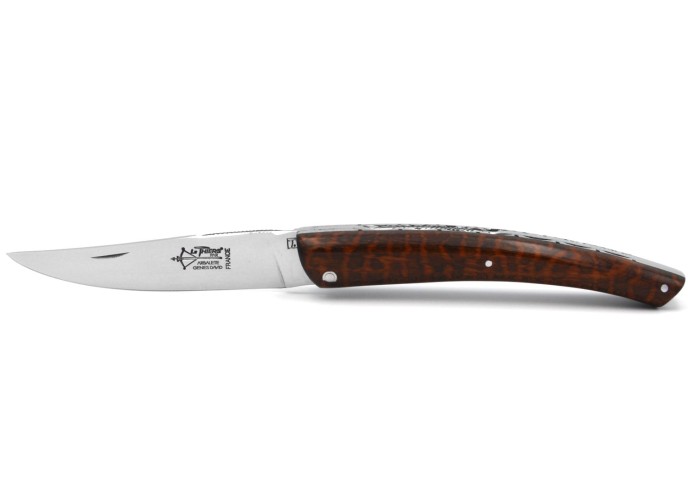 Le Thiers ® folding knife ,hand-chiseled, 12 cm snakewood handle, shiny finish