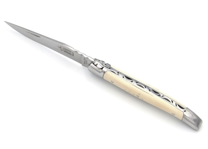 Laguiole Forged folding knife, 12 cm mammoth ivory handle with shiny finish