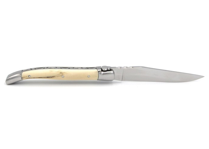 Laguiole Forged folding knife, 12 cm mammoth ivory handle with shiny finish