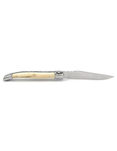 Laguiole Forged folding knife, 12 cm mammoth ivory handle with shiny finish
