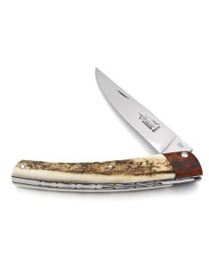 Le Thiers ® folding knife, false bolster in snakewood, 12 cm deer antlers handle, shiny finish