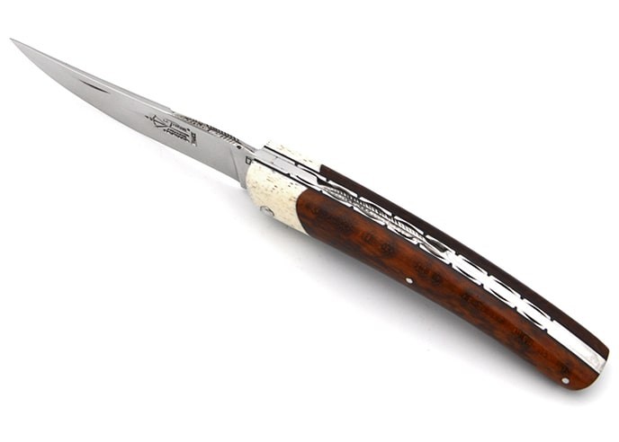 Le Thiers ® folding knife, false bolster in bone, 12 cm snakewood handle, shiny finish