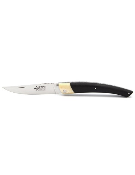 Le Thiers ® folding knife, false bolster in bone, 12 cm ebony wood handle, shiny finish