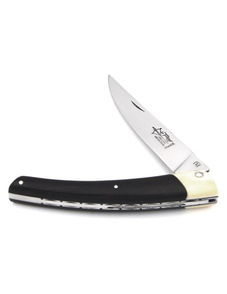 Le Thiers ® folding knife, false bolster in bone, 12 cm ebony wood handle, shiny finish