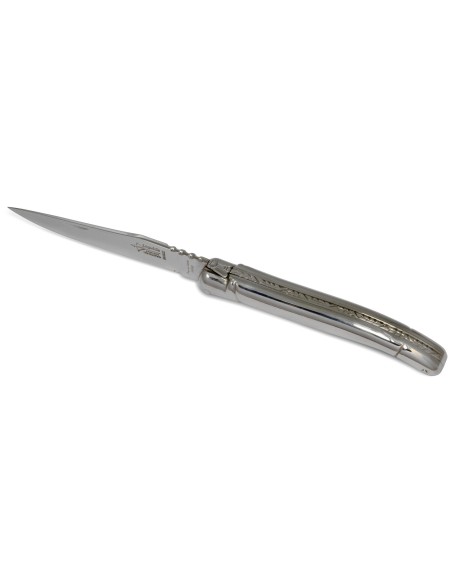 Laguiole Original pliant, plein manche tout inox de 12 cm, finition brillant