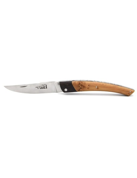 Le Thiers ® folding knife, false bolster in palm wood, 12 cm juniper wood handle, matt finish