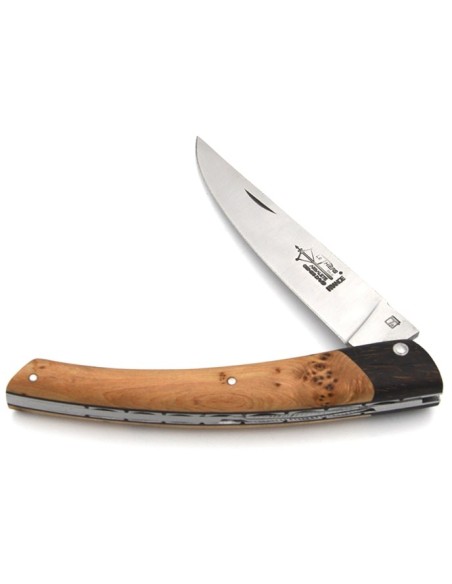 Le Thiers ® folding knife, false bolster in palm wood, 12 cm juniper wood handle, matt finish