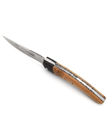 Le Thiers ® folding knife, false bolster in palm wood, 12 cm juniper wood handle, matt finish