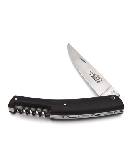 Le Thiers ® pliant, guilloché main avec tire-bouchon, manche en ébène de 12 cm, finition mat