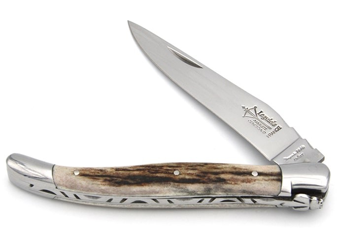 Laguiole Forged folding knife, deer antler handle, shiny finish