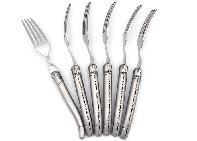 Set of 6 Laguiole forks, stainless steel handle with matt finish
