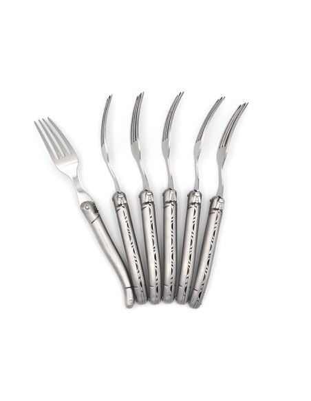 Set of 6 Laguiole forks, stainless steel handle with matt finish