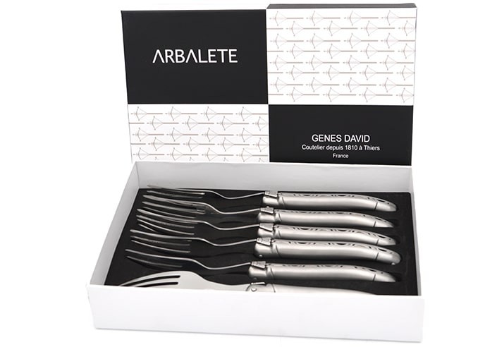 Set of 6 Laguiole forks, stainless steel handle with matt finish