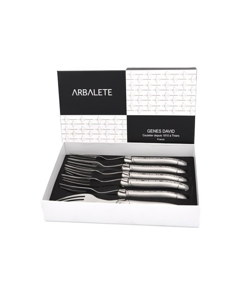 Set of 6 Laguiole forks, stainless steel handle with matt finish