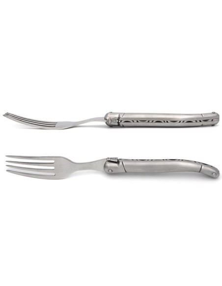 Set of 6 Laguiole forks, stainless steel handle with matt finish