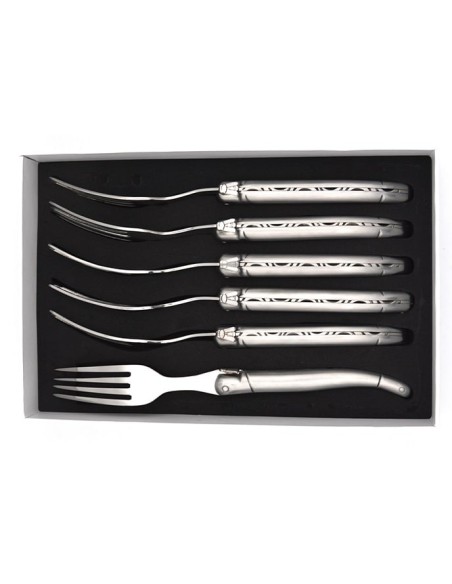 Set of 6 Laguiole forks, stainless steel handle with matt finish
