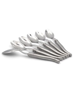 Set of 6 Laguiole soup spoons, stainless steel handle with matt finish