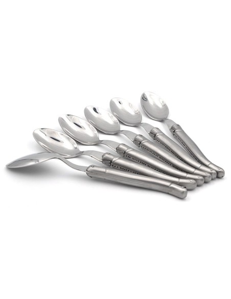 Set of 6 Laguiole soup spoons, stainless steel handle with matt finish