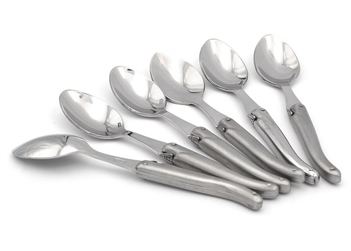 Set of 6 Laguiole tea spoons, stainless steel handle with matt finish