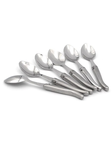Set of 6 Laguiole tea spoons, stainless steel handle with matt finish