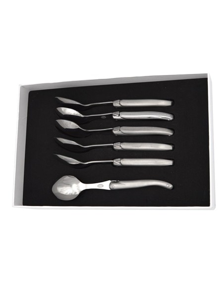 Set of 6 Laguiole tea spoons, stainless steel handle with matt finish