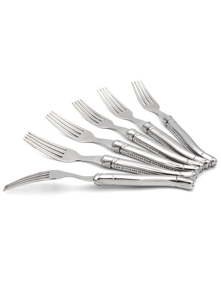 Set of 6 Laguiole forks, all stainless steel handle with shiny finish