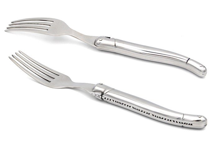 Set of 6 Laguiole forks, all stainless steel handle with shiny finish