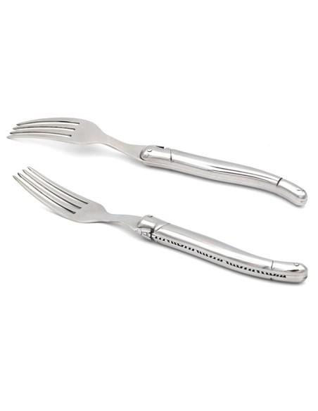 Set of 6 Laguiole forks, all stainless steel handle with shiny finish