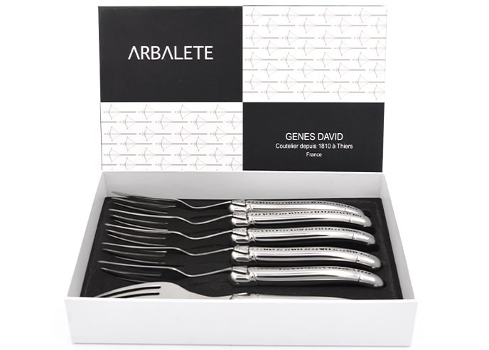 Set of 6 Laguiole forks, all stainless steel handle with shiny finish