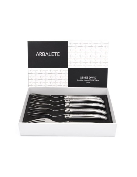 Set of 6 Laguiole forks, all stainless steel handle with shiny finish