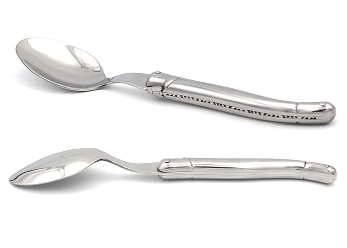 Set of 6 Laguiole soup spoons, stainless steel handle, shiny finish