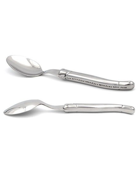 Set of 6 Laguiole soup spoons, stainless steel handle, shiny finish