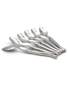 Set of 6 Laguiole soup spoons, stainless steel handle, shiny finish