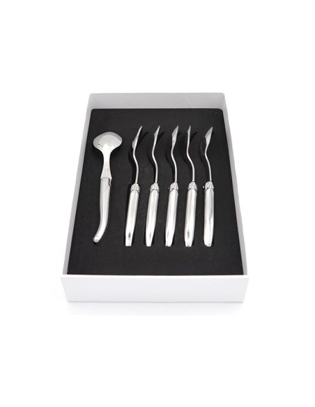 Set of 6 Laguiole tea spoons, stainless steel handle, shiny finish