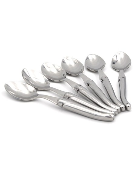 Set of 6 Laguiole tea spoons, stainless steel handle, shiny finish